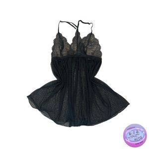 Victorias Secret Black Lace Slip